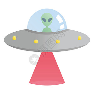 使用红色激光束飞行UFO的外星人图片