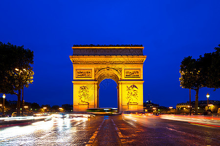 法国巴黎Triumphal 拱门景观运输街道运动遗产光迹地标城市建筑学橙子图片