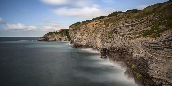 海澜之家梦幻之家摄影水景岩石建筑蓝色天空岩层海洋波浪艺术背景