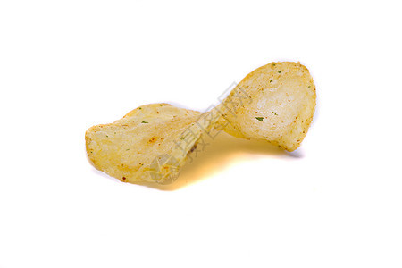 黄黄土薯芯片食物卷曲盐渍白色小吃土豆垃圾饮食宏观午餐图片