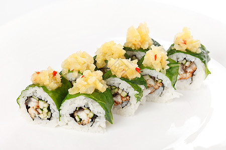 好吃的寿司情调服务食物蔬菜异国美味鱼子饮食美食胡椒图片
