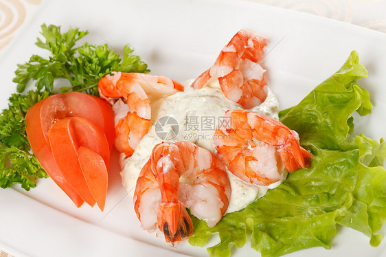 带沙拉虾的沙拉美食菜单蔬菜午餐烹饪小吃海鲜餐厅香菜宏观图片