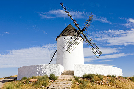 西班牙卡斯蒂利亚拉曼查圣胡安外观建筑学旅行地标世界景点风车位置图片
