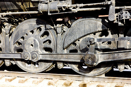 美国科罗拉多铁路博物馆蒸汽机车的详情安装博物馆运输轮子车轮铁路外观铁路运输图片