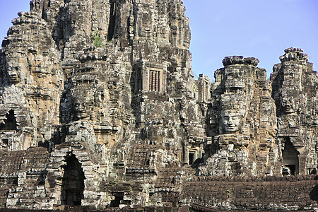柬埔寨暹粒省吴哥地区Bayon寺庙微笑遗产建筑学地标建筑丛林酒吧高棉语废墟收获图片