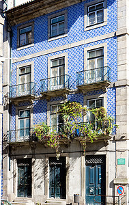 葡萄牙杜罗省Porto 葡萄牙波尔图 带有azulejos(地铁)的房屋图片