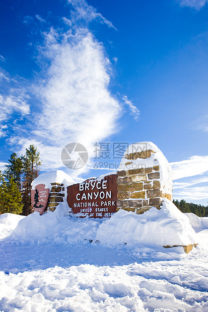 美国犹他州 冬季国家公园入口外观世界旅行位置图片