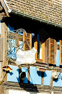 法国阿尔萨斯州金茨海姆的房屋详情房子招牌旅行建筑物村庄世界位置窗户结构标志牌图片