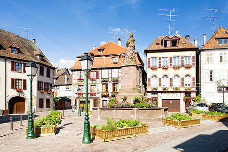法国阿尔萨斯 里伯维尔旅行城市建筑物结构外观位置市政雕像建筑村庄图片