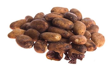 白背景孤立的卡卡咖啡豆热带甜点团体营养工作室种子白色棕色美食饮食图片