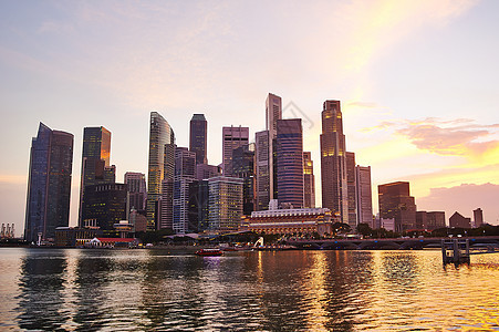 新加坡观点河岸港口反射中心景观财富码头商业全景金融图片