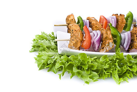 鸡叉辣椒美食午餐蔬菜白色健康营养绿色面包块沙拉图片