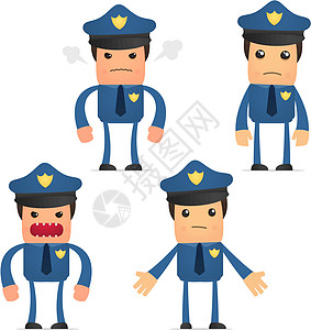 一套可笑的漫画警察悲伤法律卡通片安全职业治安帽子部门犯罪警卫图片