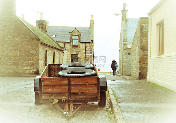 拖车远足绕线器路面国标轮胎孤独村庄场景住宅街道图片