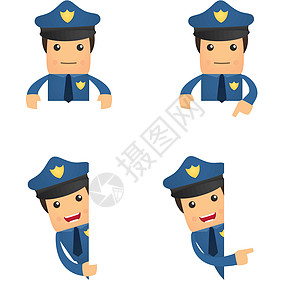 一套可笑的漫画警察广告牌招牌文档男人笔记警卫犯罪海报徽章男性图片