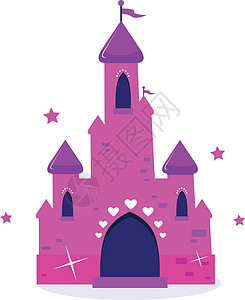 粉红公主卡通画城堡被白色孤立图片