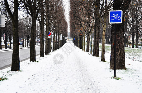冬季自行车车道图片
