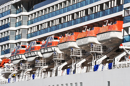 救生艇白色运输海洋蓝色安全乘客橙子帮助救援巡航图片