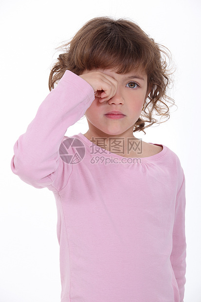疲累的小女孩发烧眼睛悲伤疼痛女儿衣服女性边缘疾病美丽图片