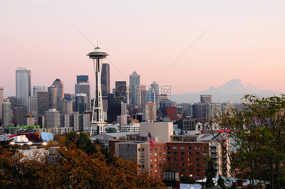西雅图市风景建筑学建筑吸引力旅游树木城市游客建筑物明信片假期图片