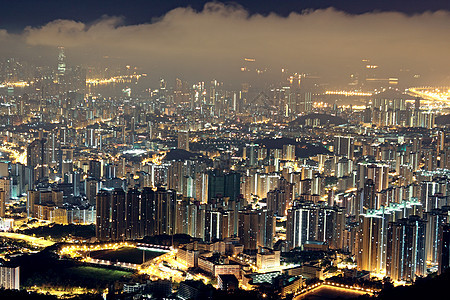 香港市之夜住宅住房财产天空建筑学多层地板建筑窗帘城市图片