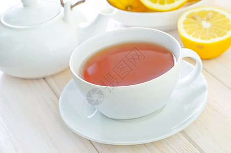 新鲜茶茶早餐树叶柠檬香气百里香芳香饮料兴奋剂液体陶器图片
