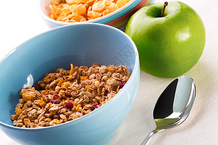 健康早餐小麦饮食食物水果薄片勺子谷物活力燕麦维生素图片
