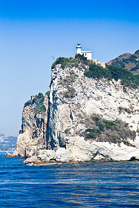 意大利灯塔悬崖地标岩石游客海岸高尔夫旅游支撑全景图片