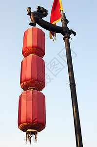 红灯笼天空历史文化日落蓝色建筑学旅行历史性城市城堡图片