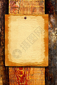 木制背景的空白纸标签笔记招牌公告横幅卡片木材广告标语木板图片