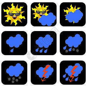 天气符号插图日出闪电阳光太阳雷雨背景图片