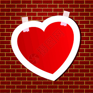 砖墙上的心邀请函横幅框架情人数据插图婚姻卡片艺术床单图片