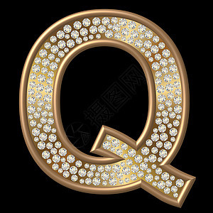 钻石字符Q反射金子金属宝石珠宝水晶字母背景图片