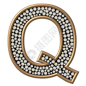 钻石字符Q水晶金属珠宝字母宝石金子反射背景图片