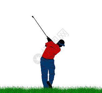高尔夫波动俱乐部球道插图绘画高尔夫球木头运动球座程式化图片