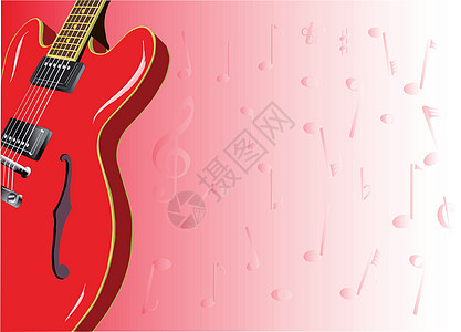 红吉他红色笔记电吉他蓝调心体固体音乐图片