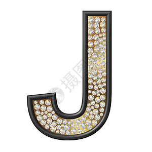 钻石特性 J水晶字母金子宝石金属珠宝反射背景图片