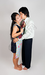 可爱的亚洲泰国配偶手表尴尬耻辱男人丈夫微笑灵魂女朋友男性情人图片