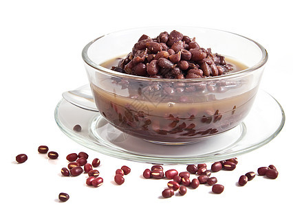 红豆汤扁豆核心蜜饯白色种子红色杯子红豆病菌勺子图片