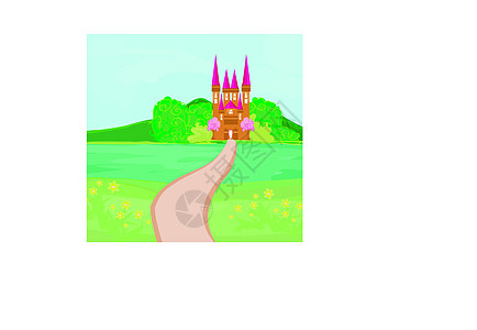 魔法仙子的故事公主城堡艺术寓言棕色小说王国涂鸦童话建筑红色艺术品图片