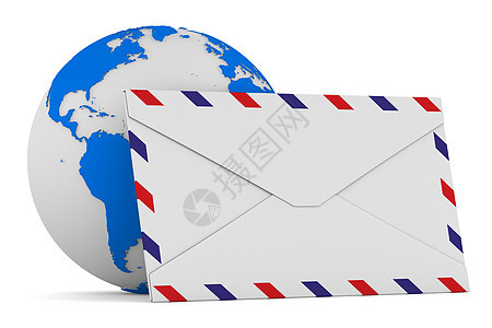白色背景上的电子邮件概念 孤立的 3D 图像技术垃圾邮件浏览器局域网地球空白邮箱问候语网络邮件图片