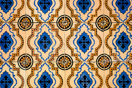 传统葡萄牙阿祖列霍斯陶瓷瓷砖制品蓝色房子文化艺术图片