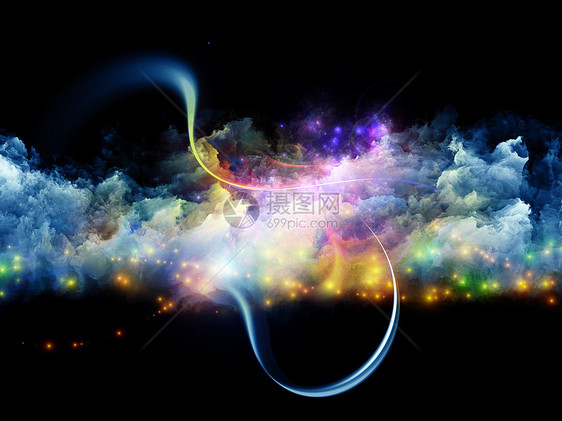 分形泡沫世界魔法漩涡旋转环形星云想像力精神卷曲黑色线圈图片