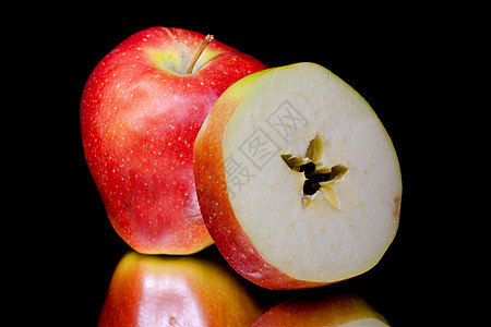 苹果水果健康黑色工作室作品营养维生素镜面食物口渴水平背景图片