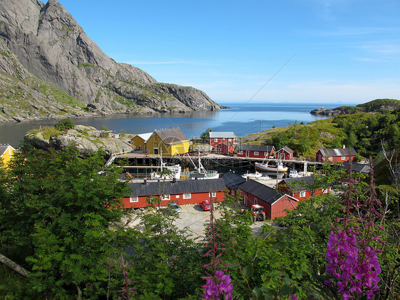 挪威景观挪威休闲岩石峡湾村庄太阳农村旅游海岸远足海湾图片