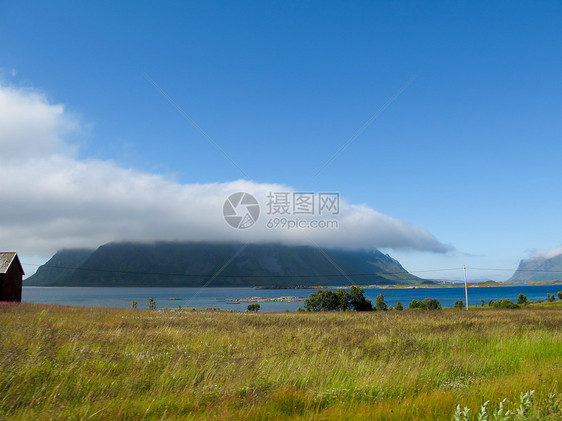 挪威景观挪威旅行乡村太阳海滩远足海湾农村风景摄影晴天图片