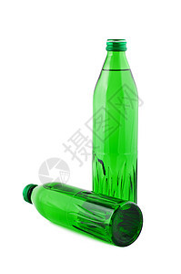 水瓶里有白色的隔开的水 滑行道绿色瓶装空白矿物产品气泡图片