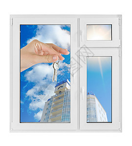 塑料窗口插图太阳玻璃自由房子推介会框架天空木头场地图片