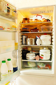 开放冰箱用具蔬菜厨房制药食品房子罐子瓶子塑料器具图片