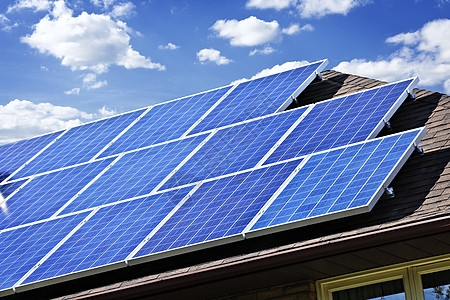 太阳能电池板力量房子蓝色住宅光伏控制板发电机面板细胞网格图片